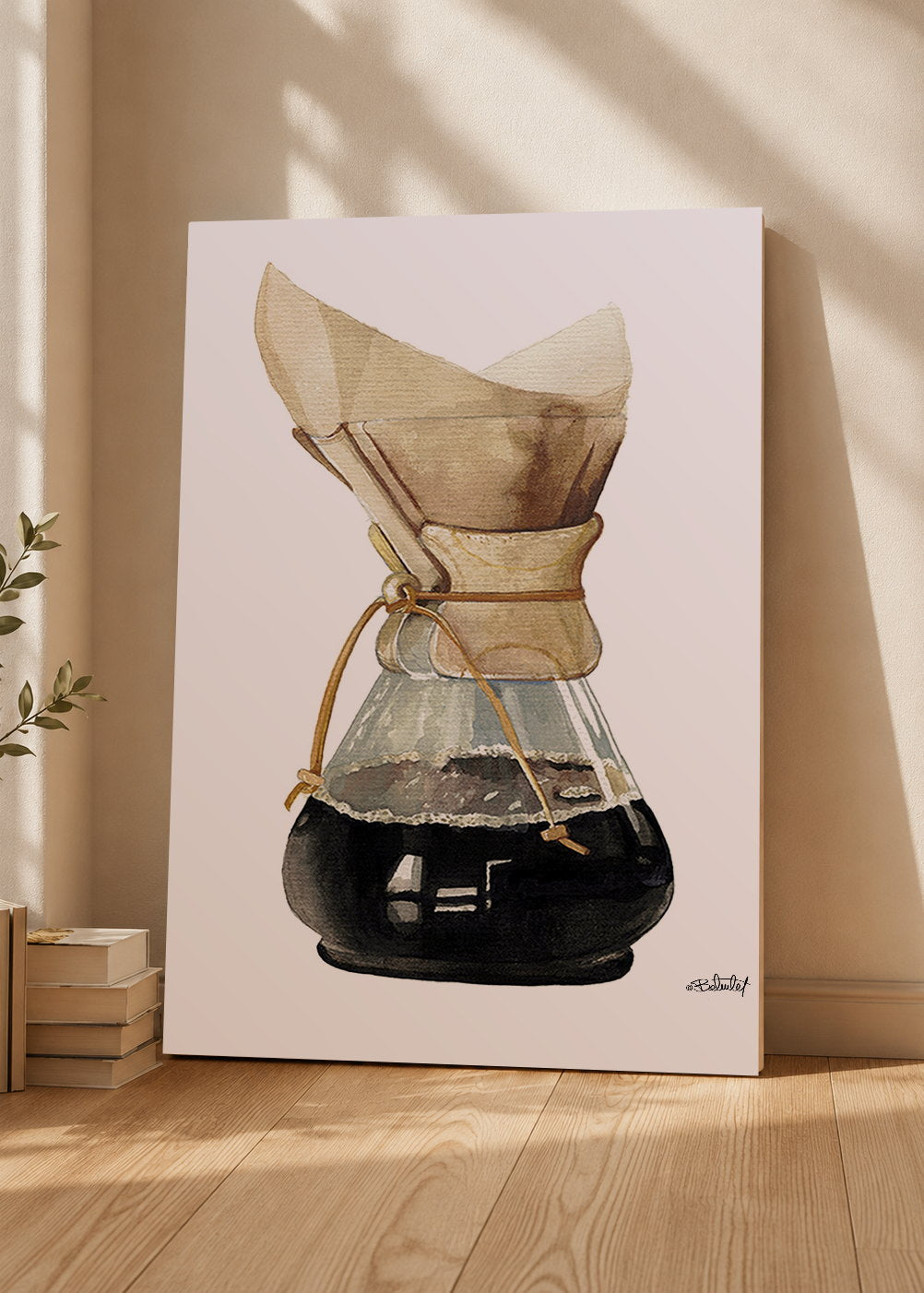 Cuadro Decorativo Mural Sin Marco 5mm - Cafetera V60 en Acuarelas by Beluulet