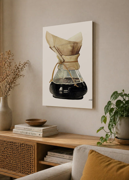 Cuadro Decorativo Mural Sin Marco 5mm - Cafetera V60 en Acuarelas by Beluulet