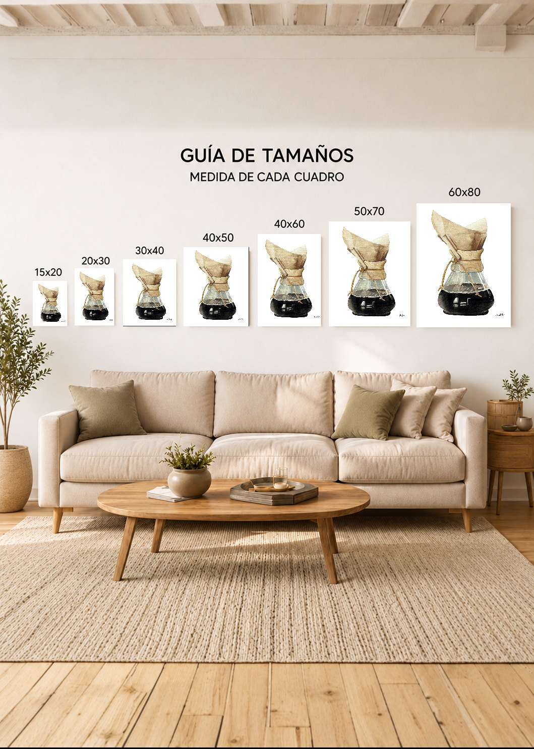 Cuadro Decorativo Mural Sin Marco 5mm - Cafetera V60 en Acuarelas by Beluulet