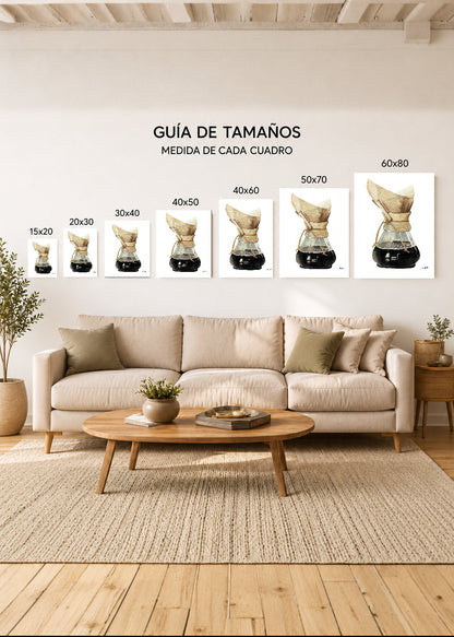 Cuadro Decorativo Mural Sin Marco 5mm - Cafetera V60 en Acuarelas by Beluulet