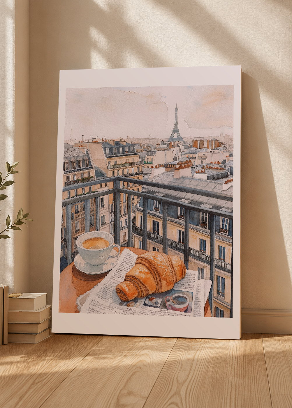 Cuadro Decorativo Mural Sin Marco 5mm - Cocina Cafe Croissant Ventana Paris