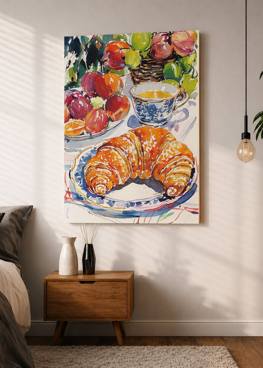 Cuadro Decorativo Mural Sin Marco 5mm - Cocina Croissants Frutas Bodegon Color