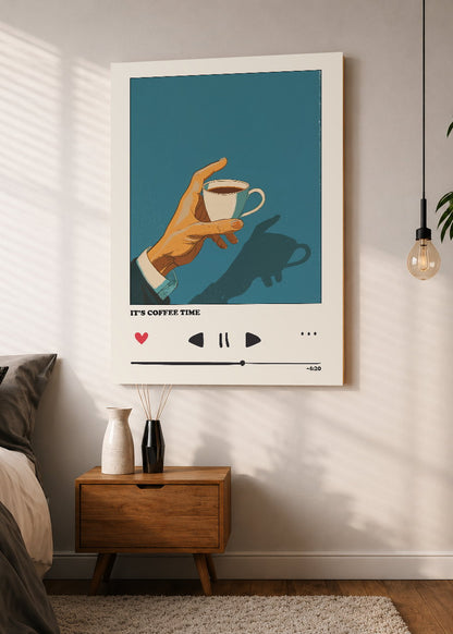 Cuadro Decorativo Mural Sin Marco 5mm - Cocina Its Coffee Time Verde Petroleo