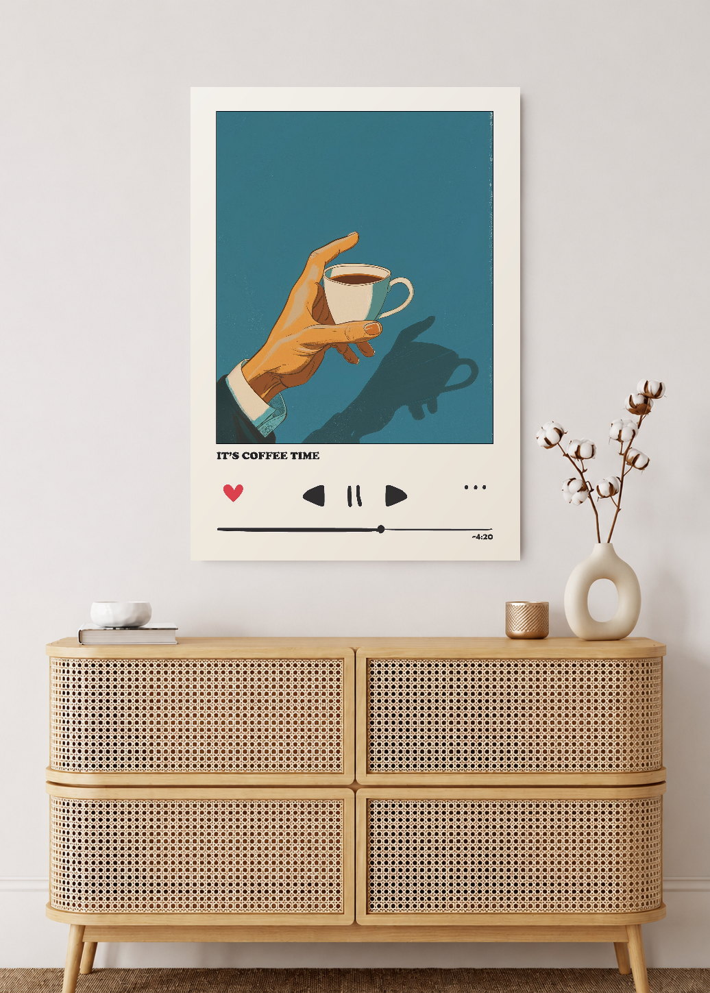 Cuadro Decorativo Mural Sin Marco 5mm - Cocina Its Coffee Time Verde Petroleo