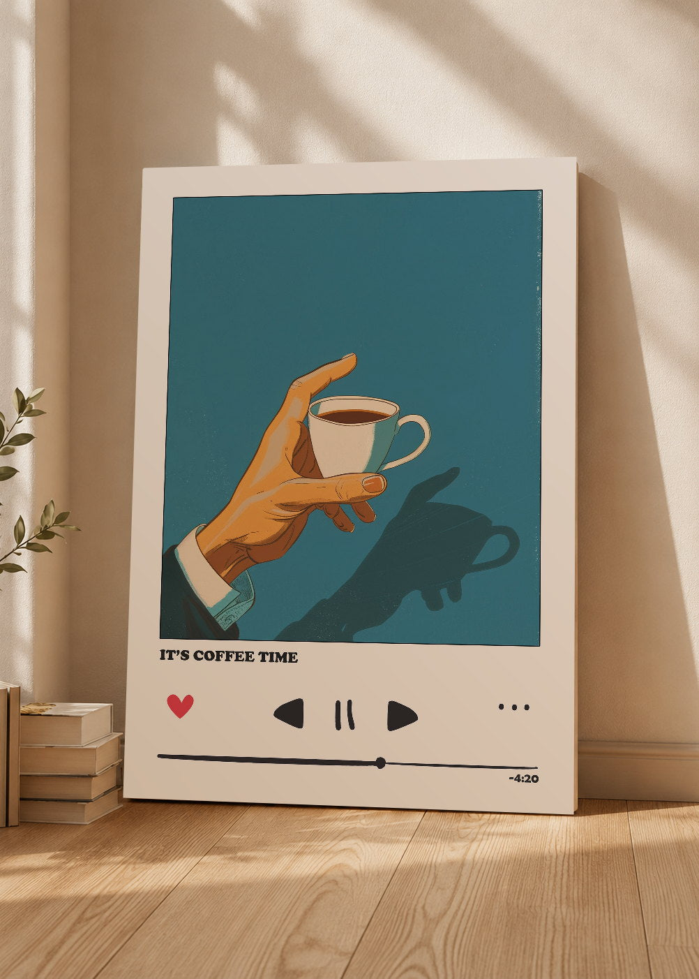 Cuadro Decorativo Mural Sin Marco 5mm - Cocina Its Coffee Time Verde Petroleo