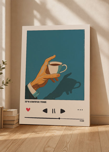 Cuadro Decorativo Mural Sin Marco 5mm - Cocina Its Coffee Time Verde Petroleo