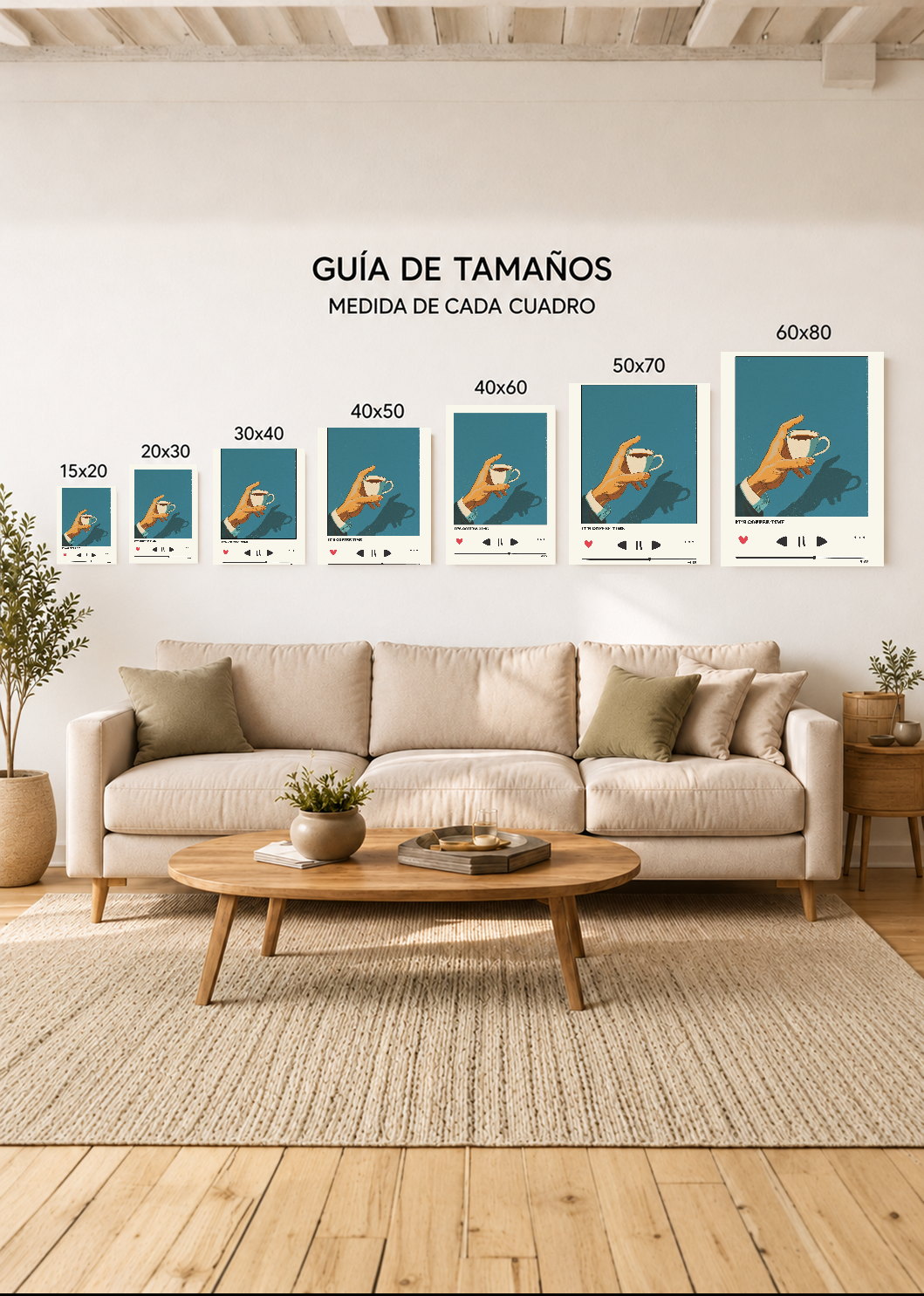Cuadro Decorativo Mural Sin Marco 5mm - Cocina Its Coffee Time Verde Petroleo