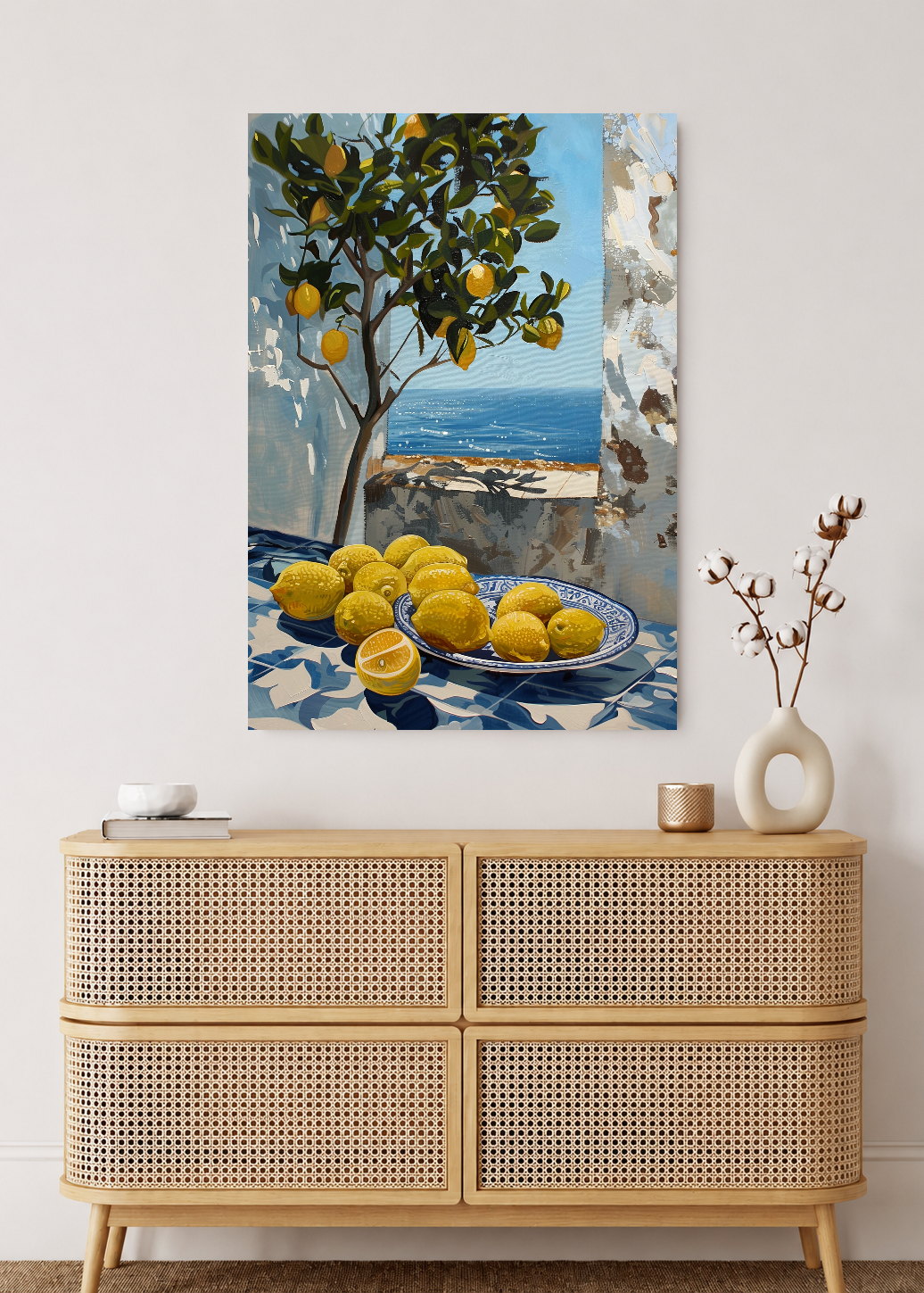 Cuadro Decorativo Mural Sin Marco 5mm - Cocina Limones Mar Bodegon Pintura