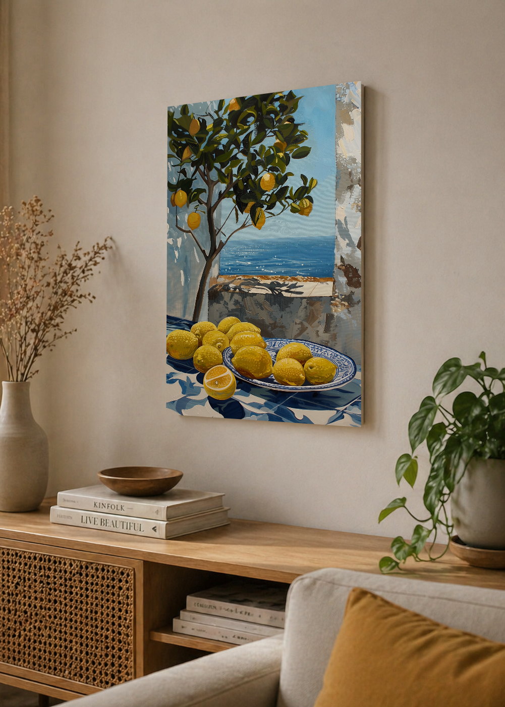 Cuadro Decorativo Mural Sin Marco 5mm - Cocina Limones Mar Bodegon Pintura