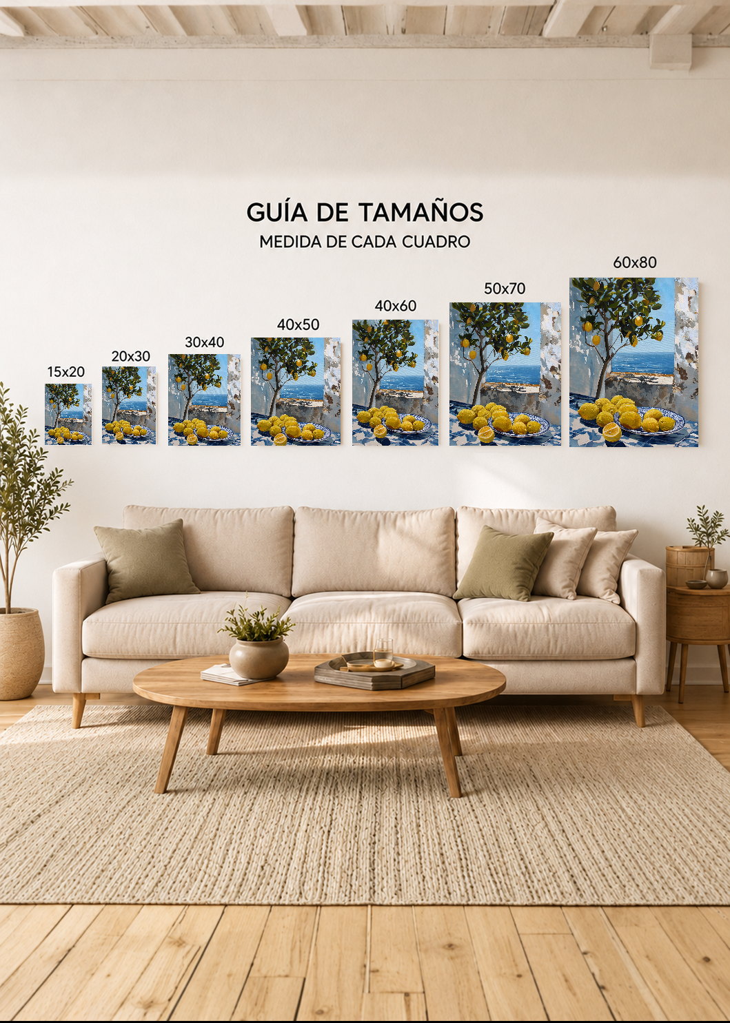 Cuadro Decorativo Mural Sin Marco 5mm - Cocina Limones Mar Bodegon Pintura