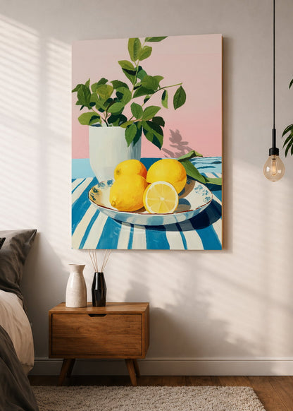 Cuadro Decorativo Mural Sin Marco 5mm - Cocina Limones Plato Planta Rosa
