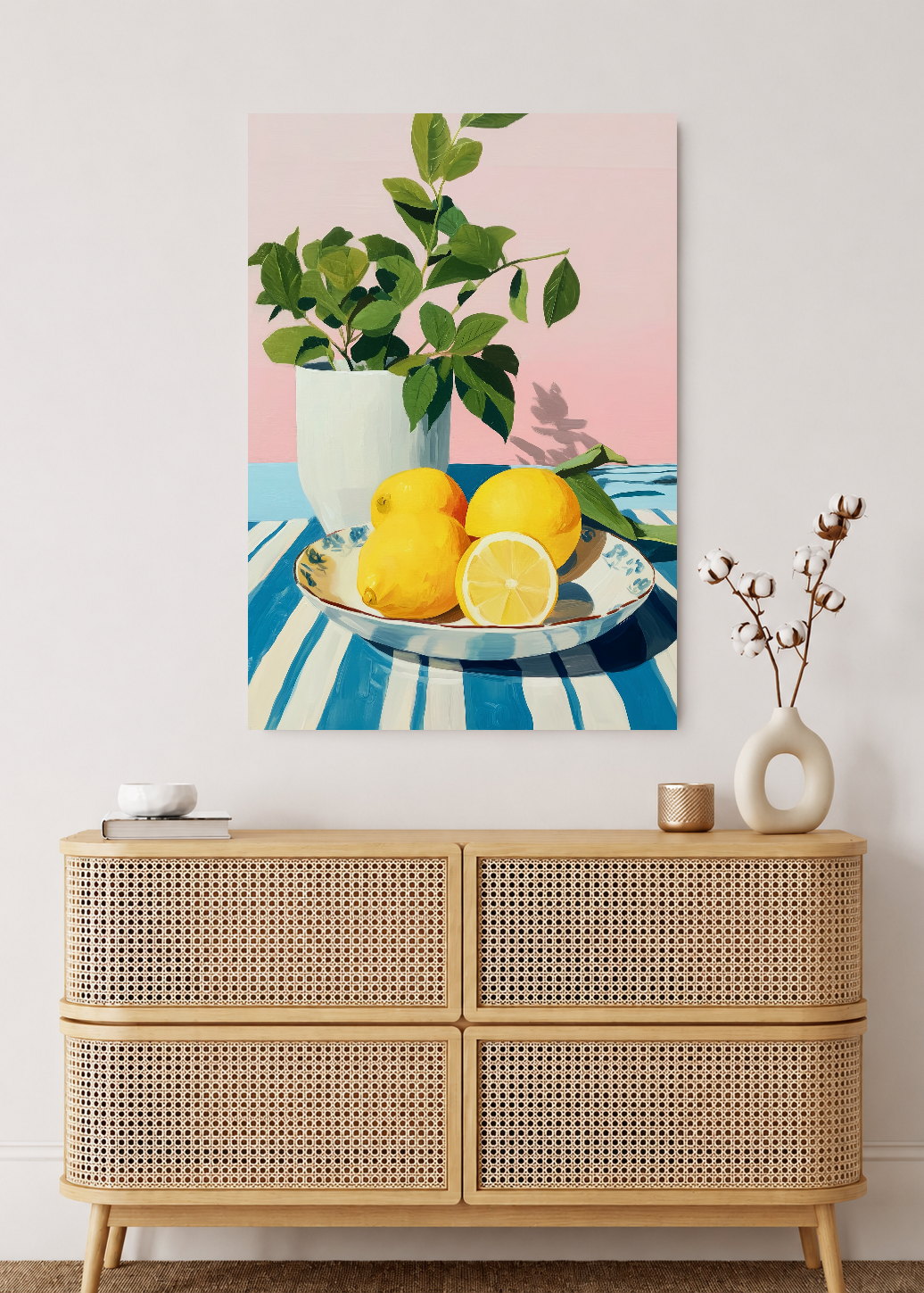 Cuadro Decorativo Mural Sin Marco 5mm - Cocina Limones Plato Planta Rosa