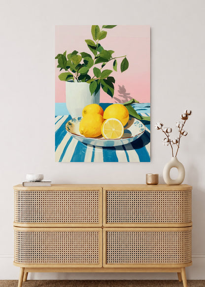 Cuadro Decorativo Mural Sin Marco 5mm - Cocina Limones Plato Planta Rosa