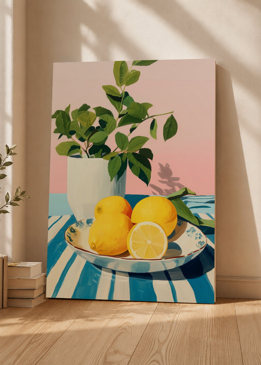 Cuadro Decorativo Mural Sin Marco 5mm - Cocina Limones Plato Planta Rosa