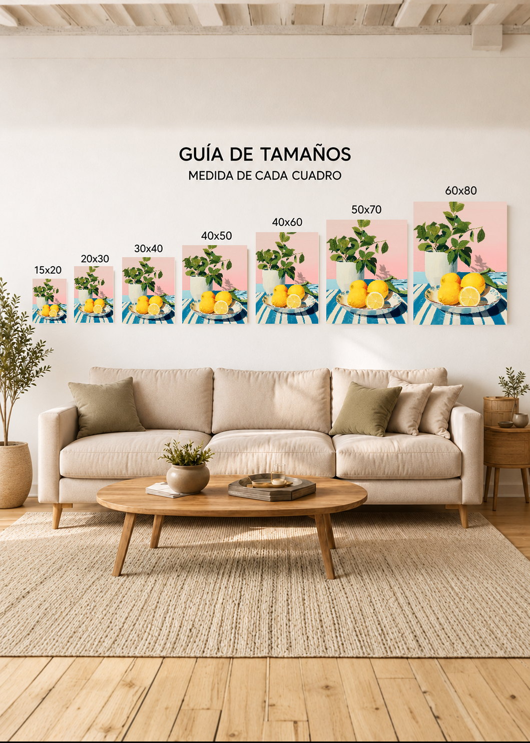 Cuadro Decorativo Mural Sin Marco 5mm - Cocina Limones Plato Planta Rosa