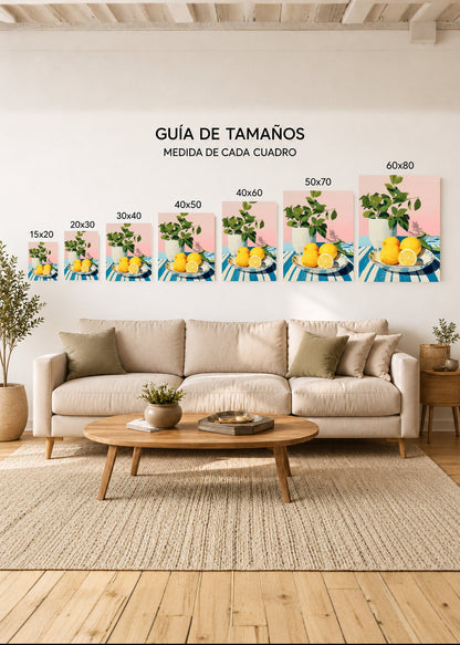 Cuadro Decorativo Mural Sin Marco 5mm - Cocina Limones Plato Planta Rosa