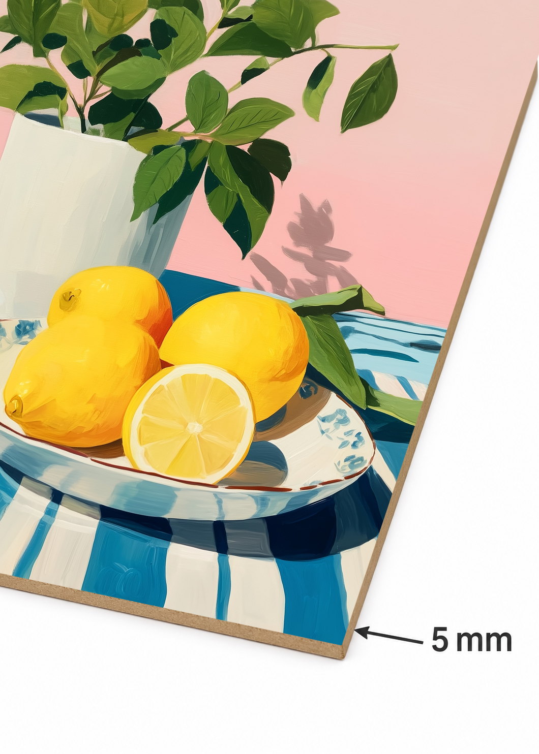 Cuadro Decorativo Mural Sin Marco 5mm - Cocina Limones Plato Planta Rosa