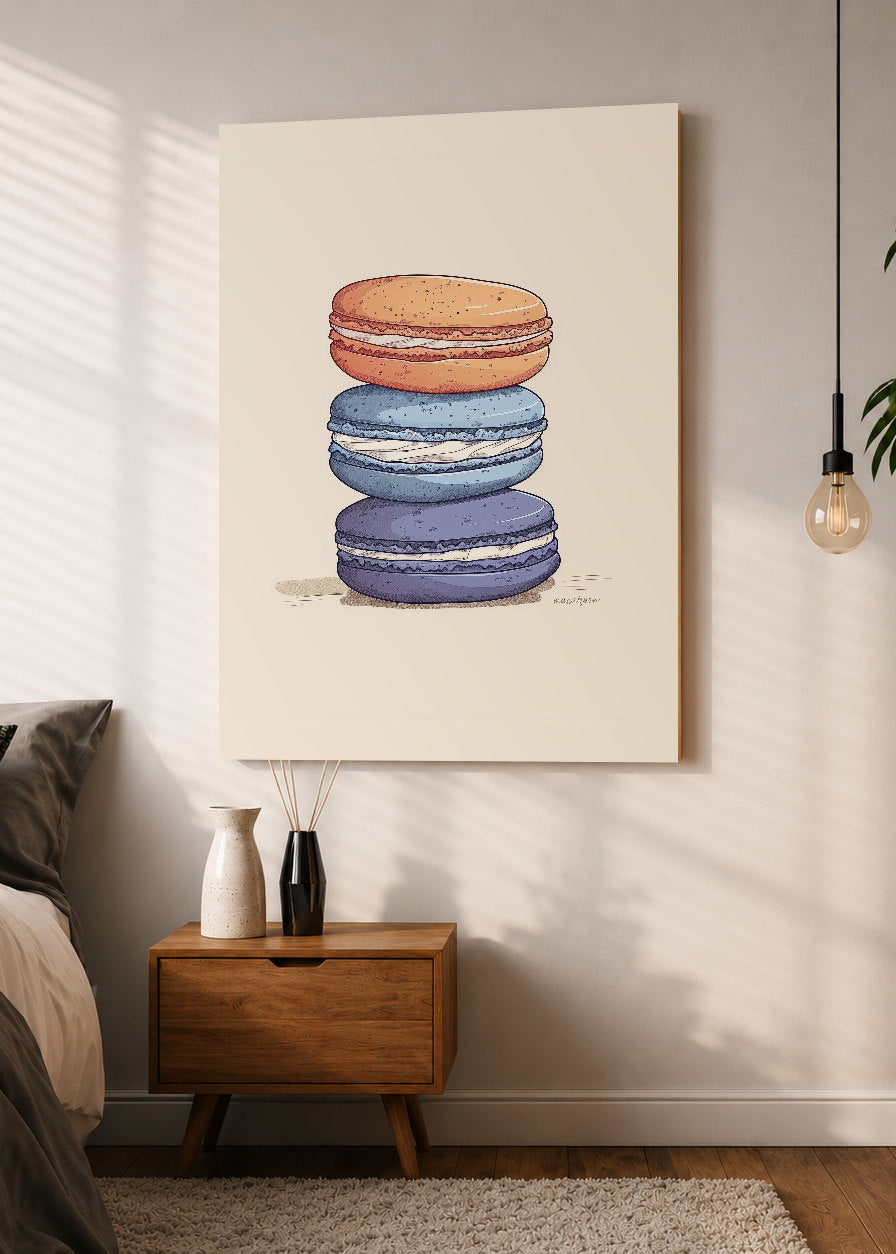 Cuadro Decorativo Mural Sin Marco 5mm - Cocina Macarons Pastel Crema