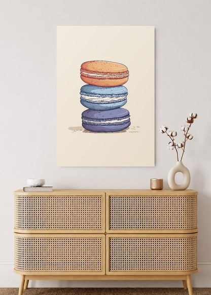 Cuadro Decorativo Mural Sin Marco 5mm - Cocina Macarons Pastel Crema