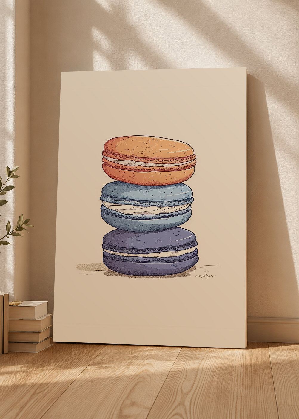 Cuadro Decorativo Mural Sin Marco 5mm - Cocina Macarons Pastel Crema