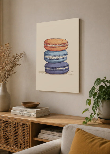Cuadro Decorativo Mural Sin Marco 5mm - Cocina Macarons Pastel Crema
