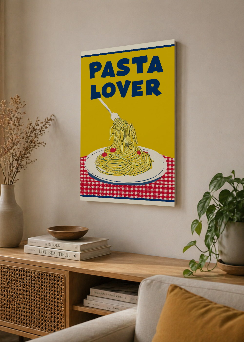 Cuadro Decorativo Mural Sin Marco 5mm - Cocina Pasta Lover Amarillo
