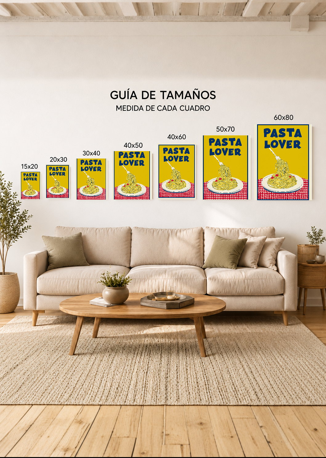 Cuadro Decorativo Mural Sin Marco 5mm - Cocina Pasta Lover Amarillo