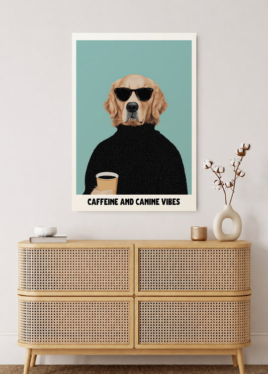 Cuadro Decorativo Mural Sin Marco 5mm - Cocina Perro Cafe Caffeine And Canine Vibes