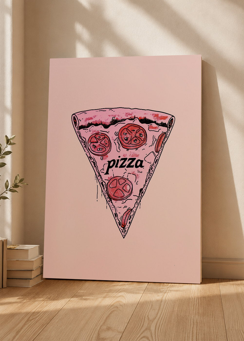 Cuadro Decorativo Mural Sin Marco 5mm - Cocina Porcion Pizza Rosa