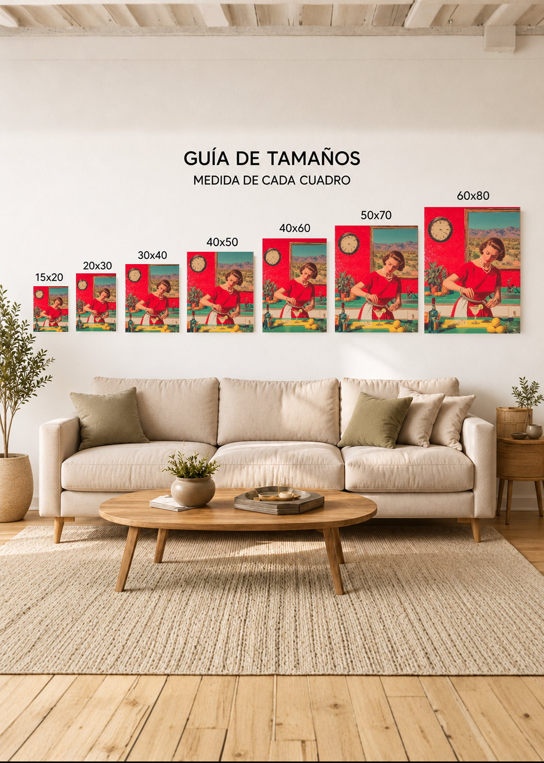 Cuadro Decorativo Mural Sin Marco 5mm - Cocina Retro Ama De Casa Cocinando Rojo
