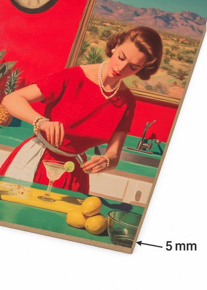 Cuadro Decorativo Mural Sin Marco 5mm - Cocina Retro Ama De Casa Cocinando Rojo