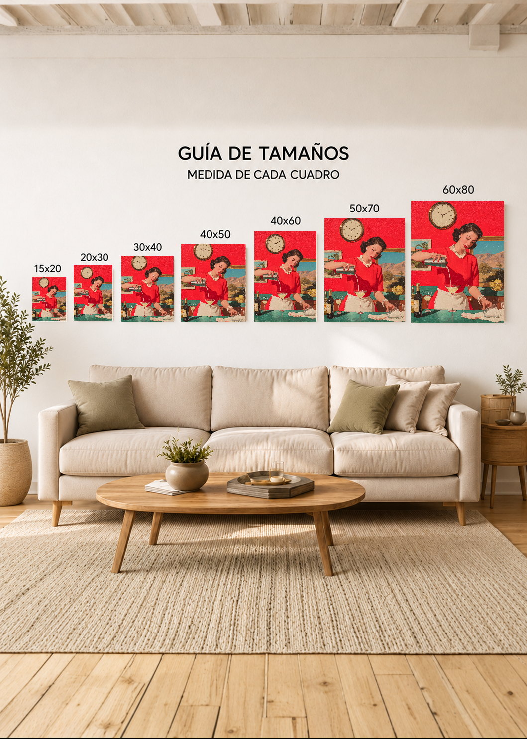 Cuadro Decorativo Mural Sin Marco 5mm - Cocina Retro Ama De Casa Martini Rojo