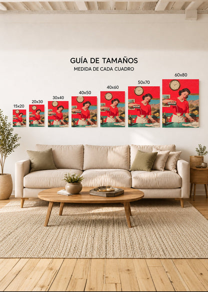 Cuadro Decorativo Mural Sin Marco 5mm - Cocina Retro Ama De Casa Martini Rojo