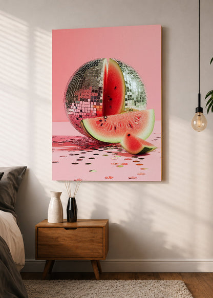 Cuadro Decorativo Mural Sin Marco 5mm - Cocina Sandia Bola Disco Rosa