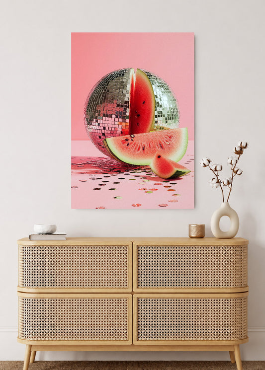 Cuadro Decorativo Mural Sin Marco 5mm - Cocina Sandia Bola Disco Rosa