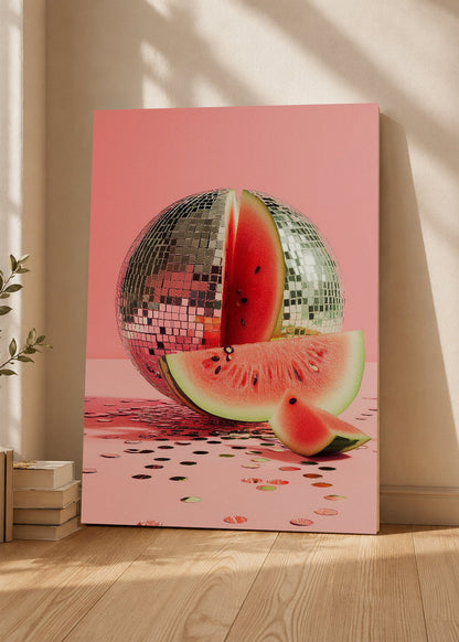 Cuadro Decorativo Mural Sin Marco 5mm - Cocina Sandia Bola Disco Rosa