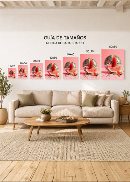 Cuadro Decorativo Mural Sin Marco 5mm - Cocina Sandia Bola Disco Rosa