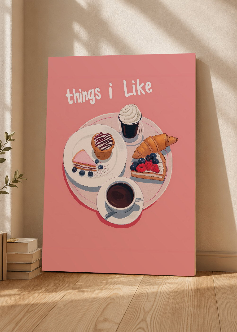 Cuadro Decorativo Mural Sin Marco 5mm - Cocina Things I Like Desayuno Rosa