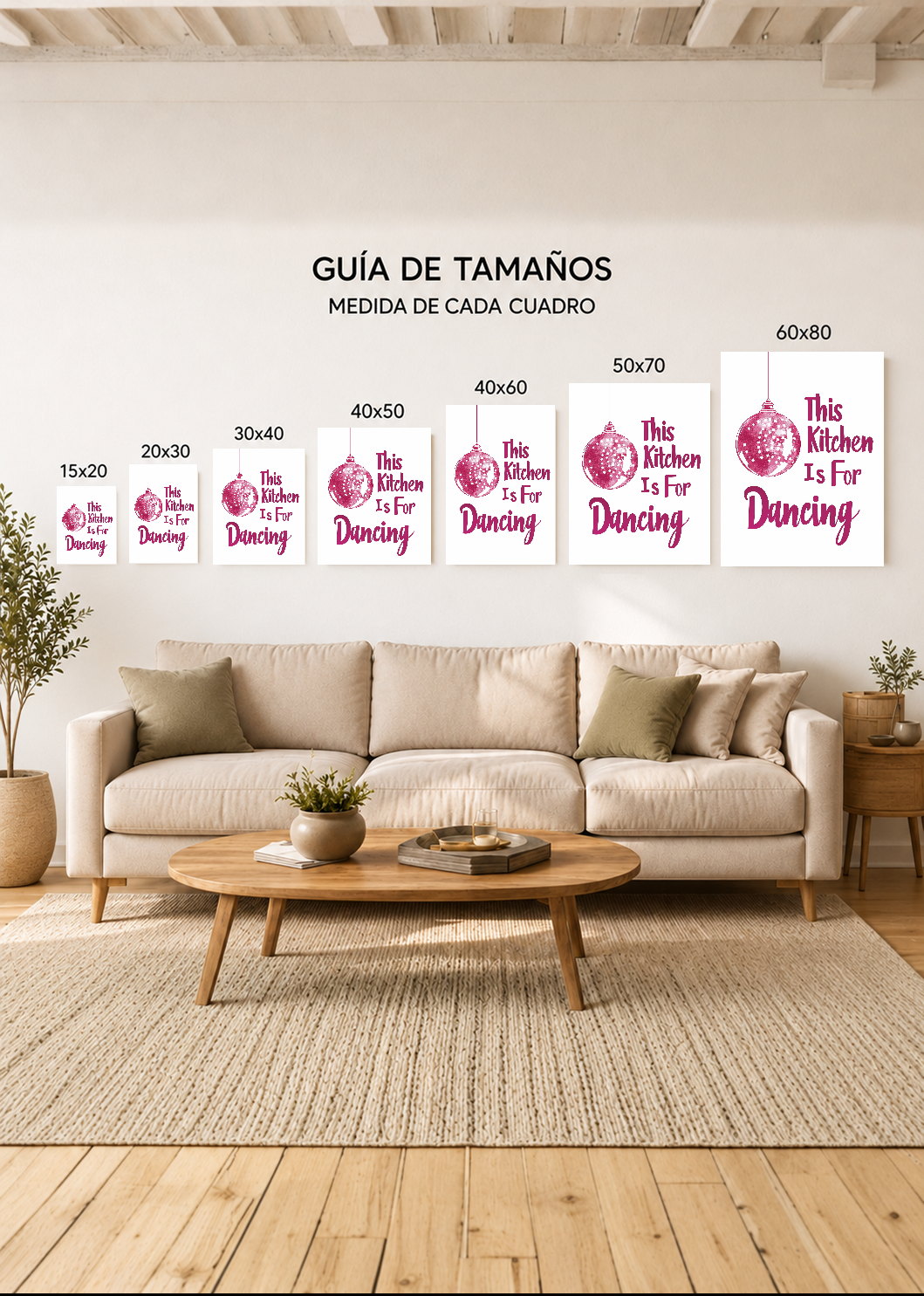 Cuadro Decorativo Mural Sin Marco 5mm - Cocina This Kitchen Is For Dancing Rosa