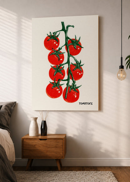 Cuadro Decorativo Mural Sin Marco 5mm - Cocina Tomates Rama Blanco
