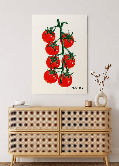 Cuadro Decorativo Mural Sin Marco 5mm - Cocina Tomates Rama Blanco