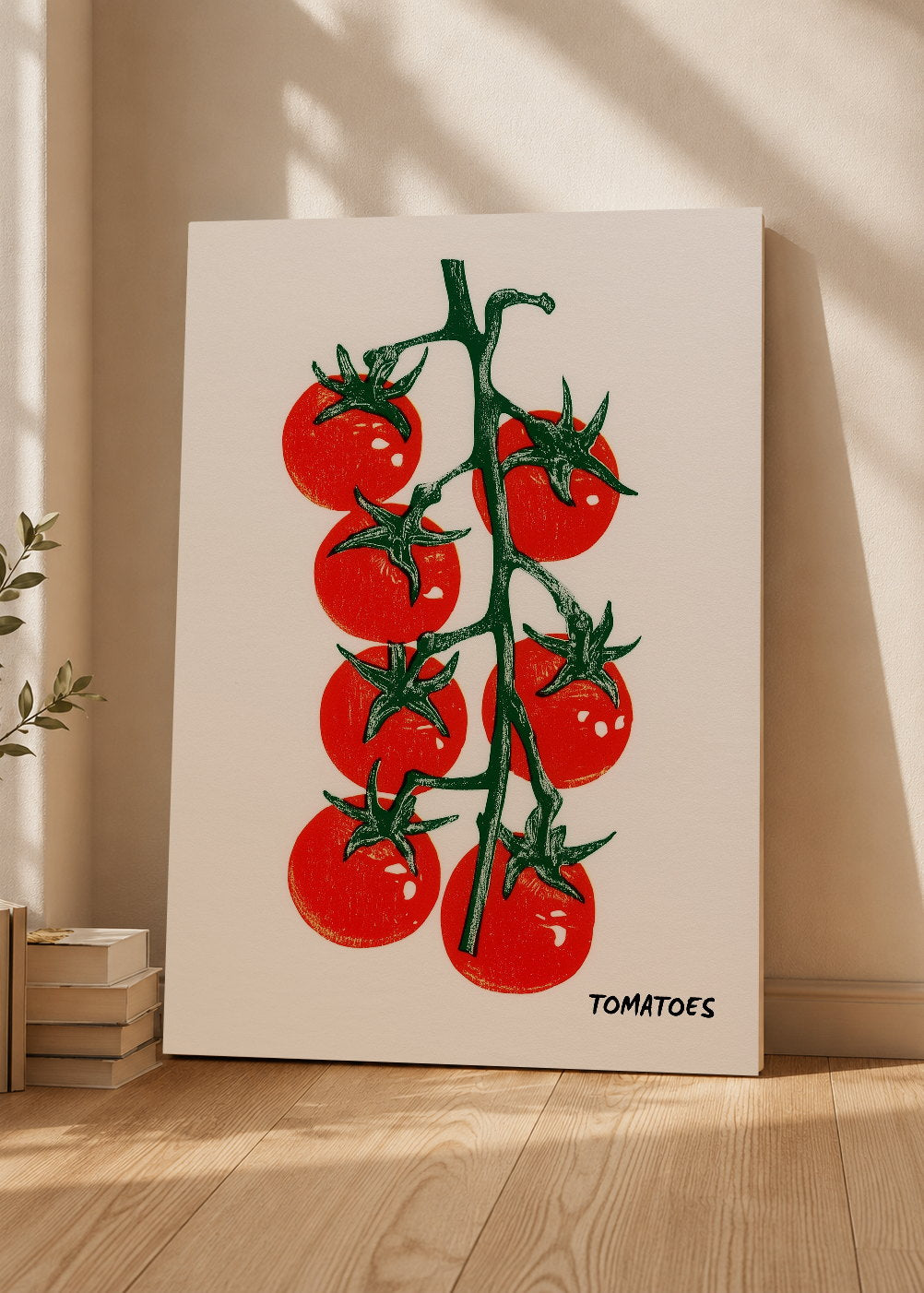 Cuadro Decorativo Mural Sin Marco 5mm - Cocina Tomates Rama Blanco