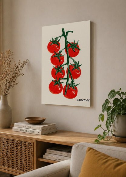 Cuadro Decorativo Mural Sin Marco 5mm - Cocina Tomates Rama Blanco