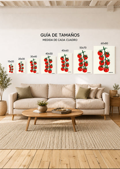 Cuadro Decorativo Mural Sin Marco 5mm - Cocina Tomates Rama Blanco