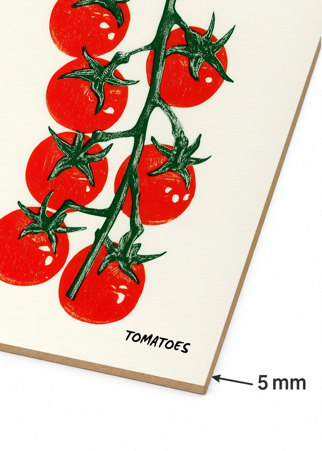Cuadro Decorativo Mural Sin Marco 5mm - Cocina Tomates Rama Blanco