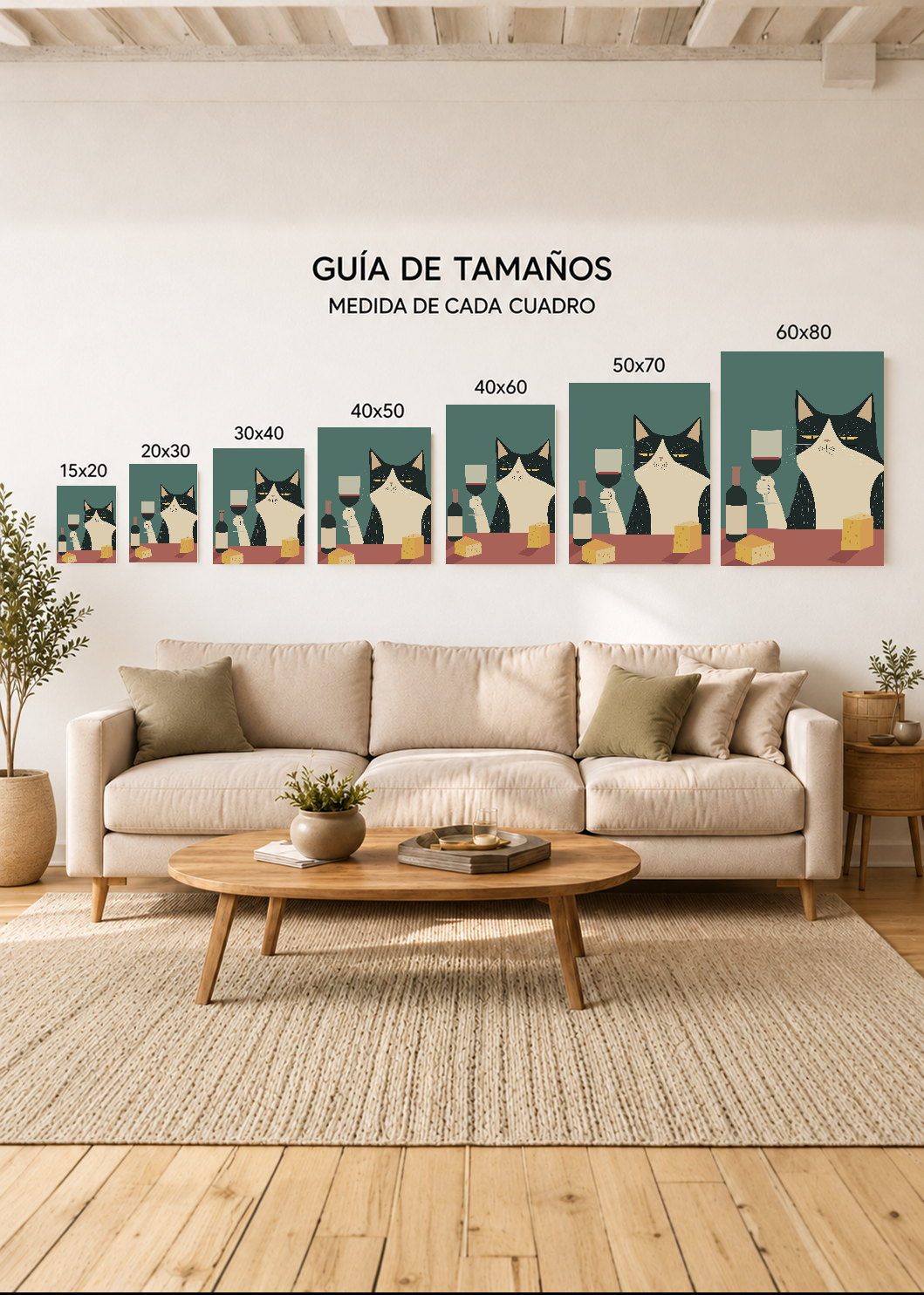 Cuadro Decorativo Mural Sin Marco 5mm - Como Perros y Gatos XIX