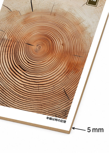 Cuadro Decorativo Mural Sin Marco 5mm - Japandi, Anillos de Tronco en Madera, Nenrin