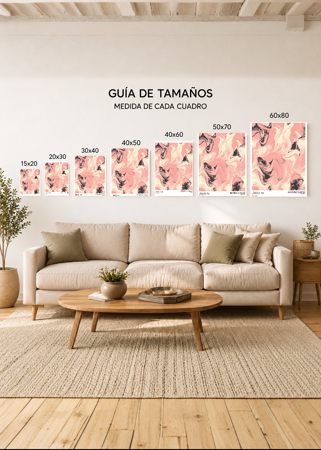Cuadro Decorativo Mural Sin Marco 5mm - Japandi, Mármol Rosa y Negro, Jiko-Ai