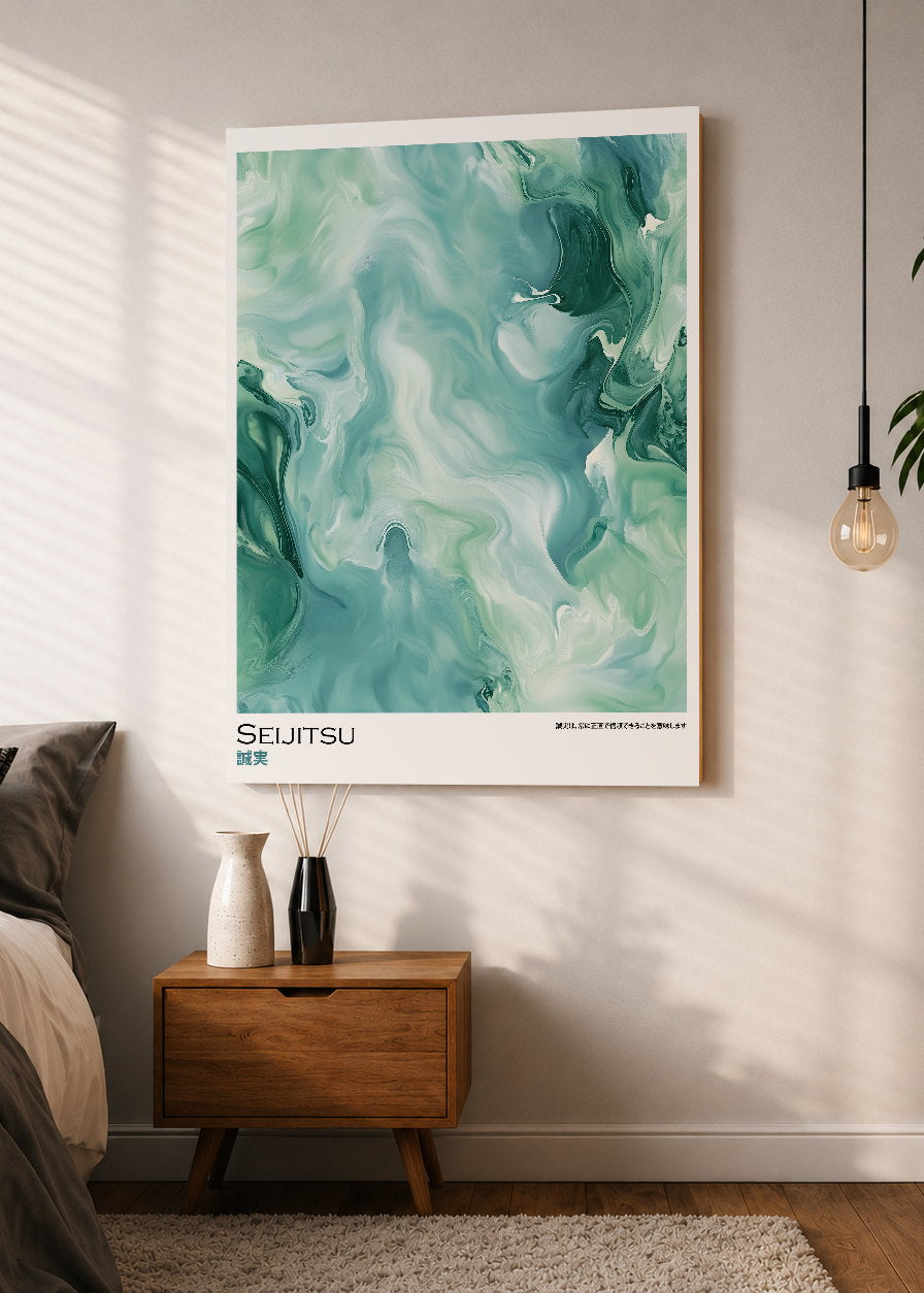 Cuadro Decorativo Mural Sin Marco 5mm - Japandi, Mármol Verde Menta, Seijitsu