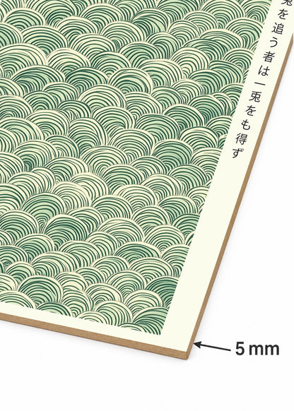 Cuadro Decorativo Mural Sin Marco 5mm - Japandi, Olas Seigaiha Verde